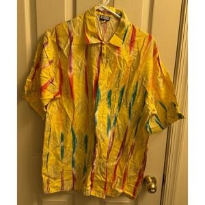 Vintage Kudos Shirt Mens‎ Large Yellow & Bright Colors USA